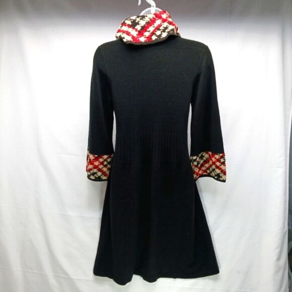 Jessica Howard Fit&Flare Knit Sweater Midi Dress Contrast Trim Black Women's L.. - Picture 3 of 15